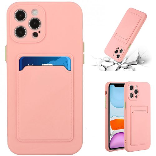 Xiaomi Redmi Note 14 Pro 5G (Global) / Poco X7, Szilikon tok, kártyatartóval, Wooze Card Slot, rózsaszín