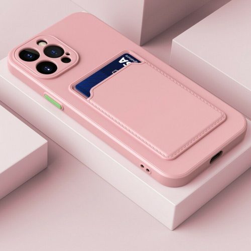Xiaomi Redmi Note 14 Pro 5G (Global) / Poco X7, Szilikon tok, kártyatartóval, Wooze Card Slot, rózsaszín