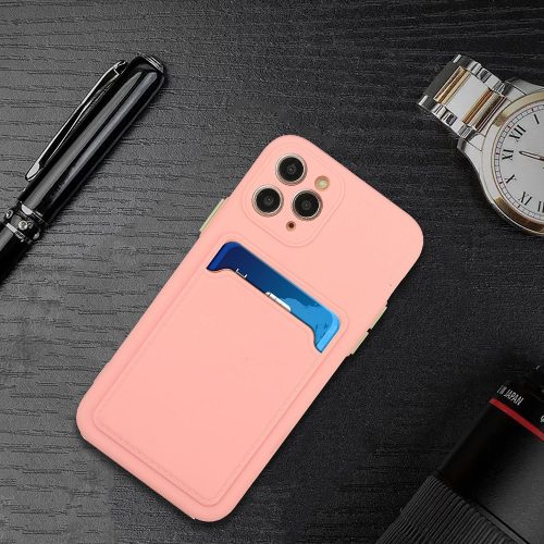 Xiaomi Redmi Note 14 Pro 5G (Global) / Poco X7, Szilikon tok, kártyatartóval, Wooze Card Slot, rózsaszín