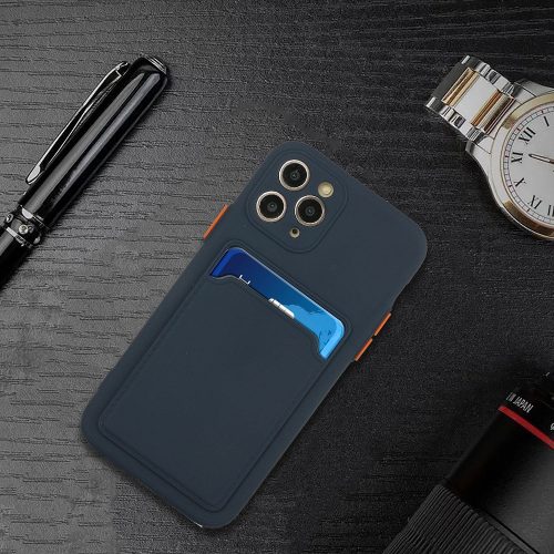 Xiaomi Redmi Note 14 Pro 5G (Global) / Poco X7, Szilikon tok, kártyatartóval, Wooze Card Slot, sötétkék