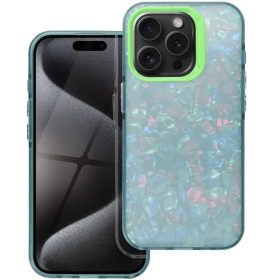   Apple iPhone 13 Pro, Műanyag hátlap védőtok + szilikon keret, kristály minta, Tutti-Frutti Case, zöld