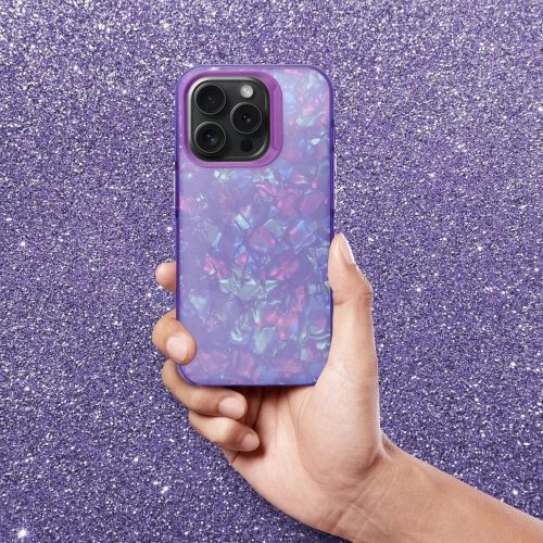 Apple iPhone 12 / 12 Pro, Műanyag hátlap védőtok + szilikon keret, kristály minta, Tutti-Frutti Case, lila