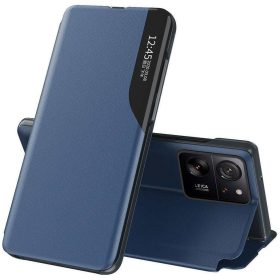  Xiaomi Redmi Turbo 3 / Poco F6, Oldalra nyíló tok, stand, hívás mutatóval, Wooze FashionBook, kék