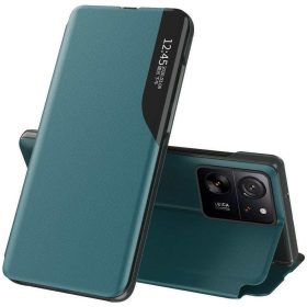   Xiaomi Redmi Turbo 3 / Poco F6, Oldalra nyíló tok, stand, hívás mutatóval, Wooze FashionBook, zöld