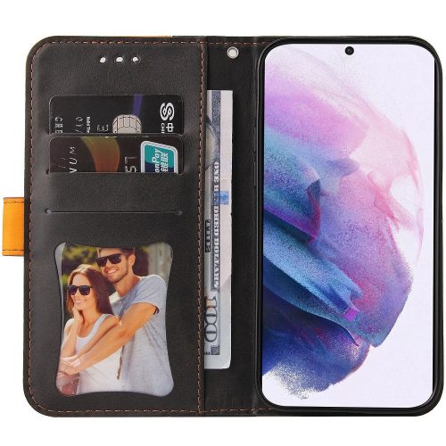Xiaomi Redmi Turbo 3 / Poco F6, Oldalra nyíló tok, stand, kártyatartóval, kézpánttal, Wooze Colour Wallet, narancssárga