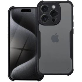   Apple iPhone Air (2025), Szilikon tok, közepesen ütésálló, légpárnás sarok, akril hátlap, Anti-Drop Case, átlátszó/fekete