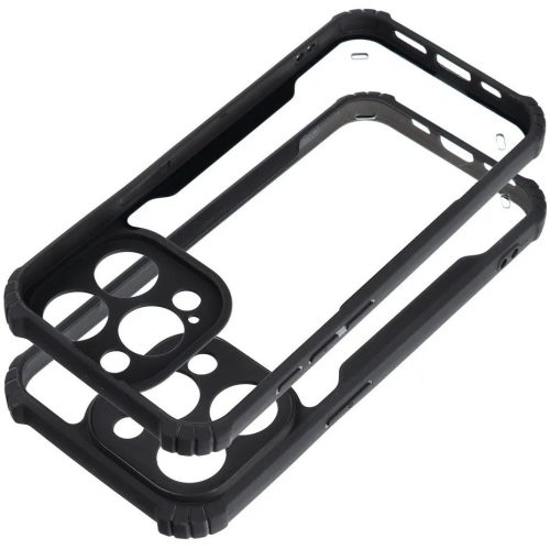 Apple iPhone Air (2025), Szilikon tok, közepesen ütésálló, légpárnás sarok, akril hátlap, Anti-Drop Case, átlátszó/fekete