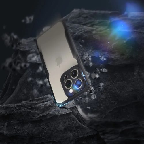 Apple iPhone Air (2025), Szilikon tok, közepesen ütésálló, légpárnás sarok, akril hátlap, Anti-Drop Case, átlátszó/fekete