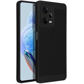   Apple iPhone Air (2025), Műanyag hátlap védőtok, légáteresztő, lyukacsos minta, Breezy, fekete