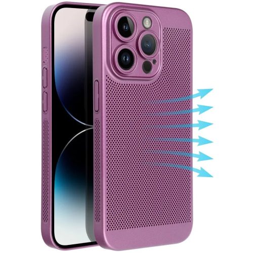 Apple iPhone Air (2025), Műanyag hátlap védőtok, légáteresztő, lyukacsos minta, Breezy, lila