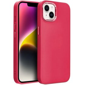   Apple iPhone Air (2025), Szilikon tok, közepesen ütésálló, fémhatású kamera keret, Frame Case, magenta