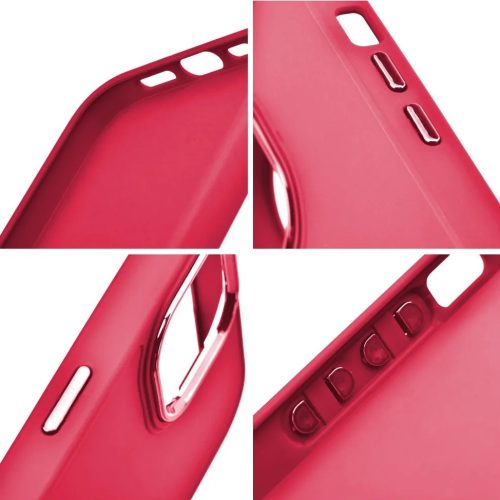 Apple iPhone Air (2025), Szilikon tok, közepesen ütésálló, fémhatású kamera keret, Frame Case, magenta