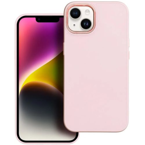 Apple iPhone Air (2025), Szilikon tok, közepesen ütésálló, fémhatású kamera keret, Frame Case, rózsaszín