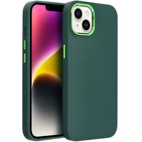   Apple iPhone Air (2025), Szilikon tok, közepesen ütésálló, fémhatású kamera keret, Frame Case, zöld