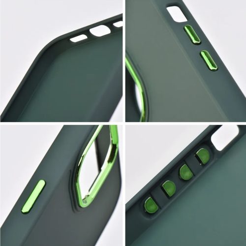 Apple iPhone Air (2025), Szilikon tok, közepesen ütésálló, fémhatású kamera keret, Frame Case, zöld