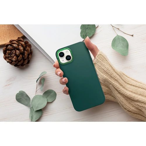 Apple iPhone Air (2025), Szilikon tok, közepesen ütésálló, fémhatású kamera keret, Frame Case, zöld