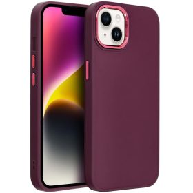   Apple iPhone Air (2025), Szilikon tok, közepesen ütésálló, fémhatású kamera keret, Frame Case, lila