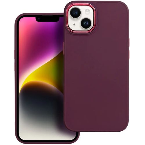Apple iPhone Air (2025), Szilikon tok, közepesen ütésálló, fémhatású kamera keret, Frame Case, lila
