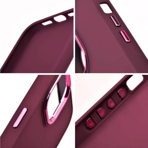 Apple iPhone Air (2025), Szilikon tok, közepesen ütésálló, fémhatású kamera keret, Frame Case, lila