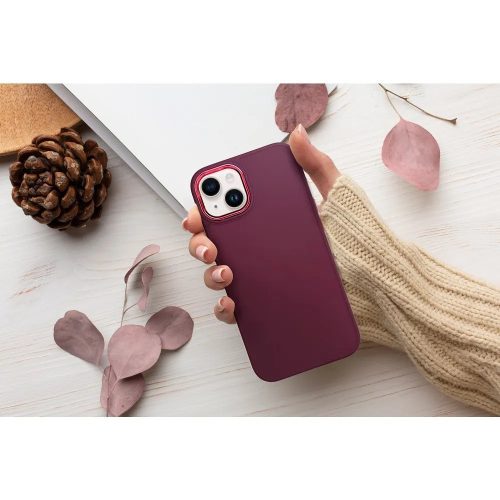 Apple iPhone Air (2025), Szilikon tok, közepesen ütésálló, fémhatású kamera keret, Frame Case, lila