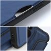 Apple iPhone Air (2025), Oldalra nyíló tok, légpárnás sarok, bőrhatású, karbon minta, Razor Book, kék