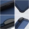 Apple iPhone Air (2025), Oldalra nyíló tok, légpárnás sarok, bőrhatású, karbon minta, Razor Book, kék