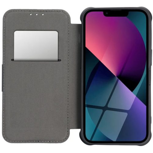 Apple iPhone Air (2025), Oldalra nyíló tok, légpárnás sarok, bőrhatású, karbon minta, Razor Book, zöld