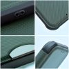 Apple iPhone Air (2025), Oldalra nyíló tok, légpárnás sarok, bőrhatású, karbon minta, Razor Book, zöld