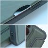 Apple iPhone Air (2025), Oldalra nyíló tok, légpárnás sarok, bőrhatású, karbon minta, Razor Book, zöld