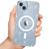 Apple iPhone Air (2025), Műanyag hátlap védőtok + szilikon keret, Magsafe töltővel kompatibilis, csillogó hátlap, FlexAir Hybrid Magsafe Glitter, átlátszó
