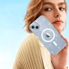 Apple iPhone Air (2025), Műanyag hátlap védőtok + szilikon keret, Magsafe töltővel kompatibilis, csillogó hátlap, FlexAir Hybrid Magsafe Glitter, átlátszó