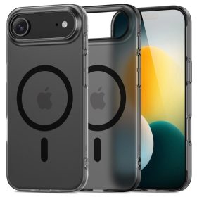   Apple iPhone Air (2025), Műanyag hátlap védőtok + szilikon keret, közepesen ütésálló, Magsafe töltővel kompatibilis, Magslim Magsafe, áttetsző/fekete