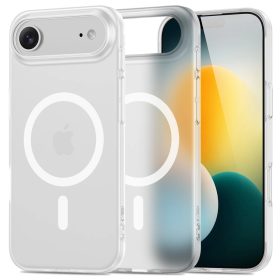   Apple iPhone Air (2025), Műanyag hátlap védőtok + szilikon keret, közepesen ütésálló, Magsafe töltővel kompatibilis, Magslim Magsafe, áttetsző/fehér