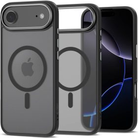   Apple iPhone Air (2025), Műanyag hátlap védőtok + szilikon keret, Magsafe töltővel kompatibilis, Magedge Magsafe, áttetsző/fekete