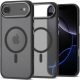 Apple iPhone Air (2025), Műanyag hátlap védőtok + szilikon keret, Magsafe töltővel kompatibilis, Magedge Magsafe, áttetsző/fekete
