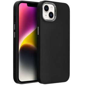   Samsung Galaxy S25 FE SM-S731, Szilikon tok, közepesen ütésálló, fémhatású kamera keret, Frame Case, fekete
