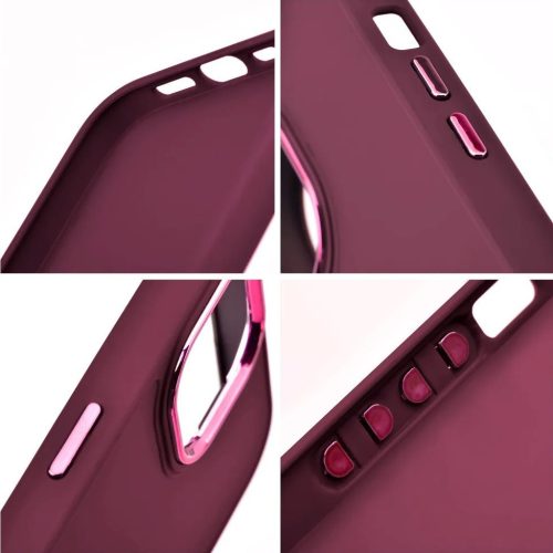 Samsung Galaxy S25 FE SM-S731, Szilikon tok, közepesen ütésálló, fémhatású kamera keret, Frame Case, lila