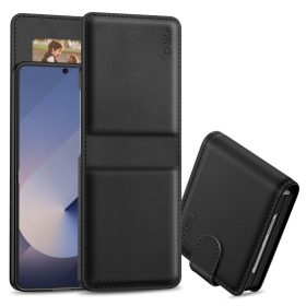   Samsung Galaxy Z Flip7 SM-F766B, Oldalra nyíló tok, stand, mágnes csattal, TP Wallett, fekete