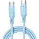 USB Type-C töltő- és adatkábel, USB Type-C, 100 cm, 5000 mA, 100W, törésgátlóval, gyorstöltés, PD, QC 4.0, Forcell F-Energy C347, kék