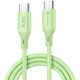 USB Type-C töltő- és adatkábel, USB Type-C, 100 cm, 5000 mA, 100W, törésgátlóval, gyorstöltés, PD, QC 4.0, Forcell F-Energy C347, zöld