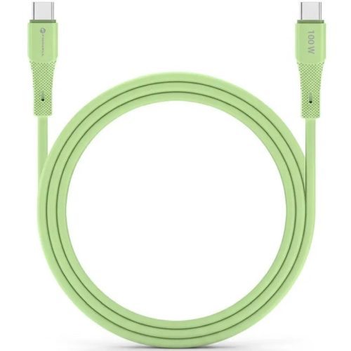 USB Type-C töltő- és adatkábel, USB Type-C, 100 cm, 5000 mA, 100W, törésgátlóval, gyorstöltés, PD, QC 4.0, Forcell F-Energy C347, zöld