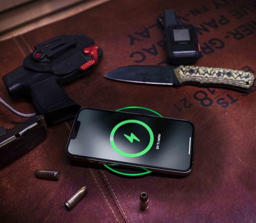 Univerzális vezeték nélküli töltő, Qi Wireless, gyorstöltés, LED - es, 15W, Tactical Base Plug, fekete