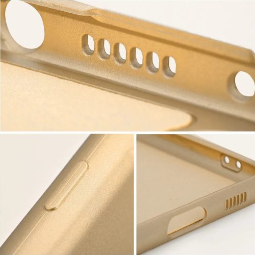 Apple iPhone Air (2025), Szilikon tok, mikrofiber plüss belső, csillogó hátlap, Metallic Case, arany