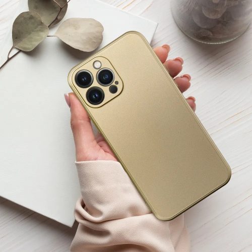 Apple iPhone Air (2025), Szilikon tok, mikrofiber plüss belső, csillogó hátlap, Metallic Case, arany