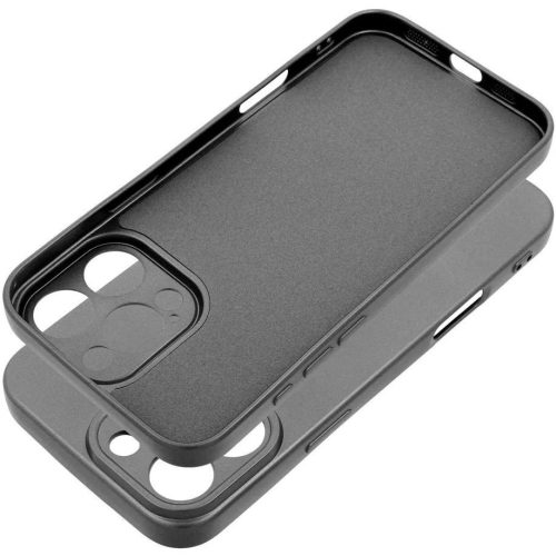 Apple iPhone Air (2025), Szilikon tok, mikrofiber plüss belső, csillogó hátlap, Metallic Case, szürke