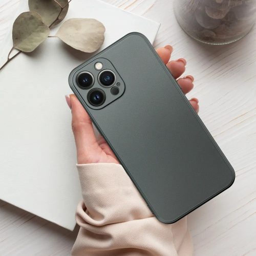 Apple iPhone Air (2025), Szilikon tok, mikrofiber plüss belső, csillogó hátlap, Metallic Case, szürke