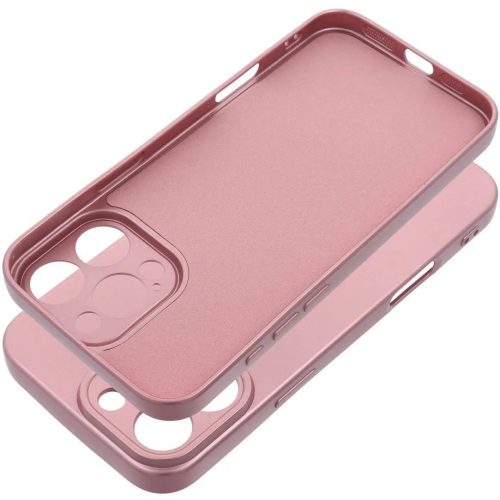 Apple iPhone Air (2025), Szilikon tok, mikrofiber plüss belső, csillogó hátlap, Metallic Case, rózsaszín