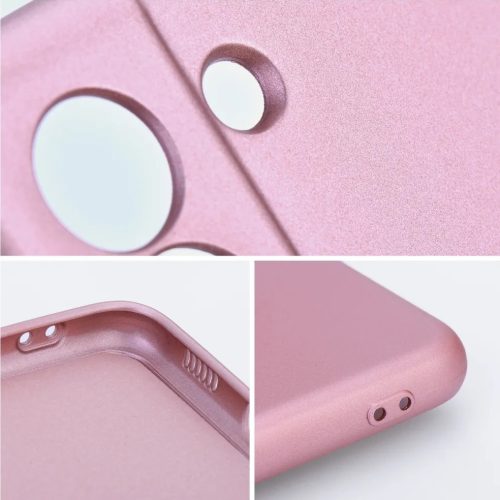 Apple iPhone Air (2025), Szilikon tok, mikrofiber plüss belső, csillogó hátlap, Metallic Case, rózsaszín