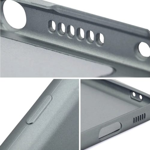 Samsung Galaxy S25 SM-S931, Szilikon tok, mikrofiber plüss belső, csillogó hátlap, Metallic Case, szürke