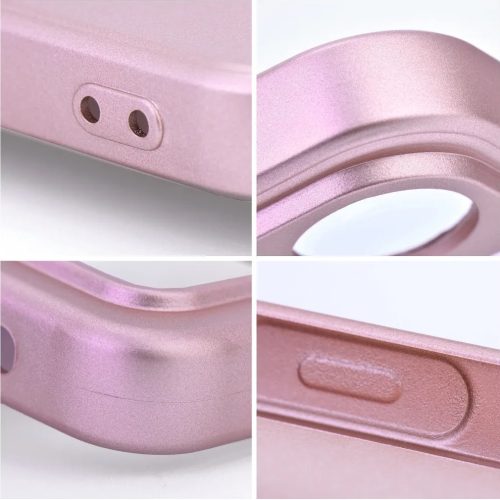 Samsung Galaxy S25 SM-S931, Szilikon tok, mikrofiber plüss belső, csillogó hátlap, Metallic Case, rózsaszín